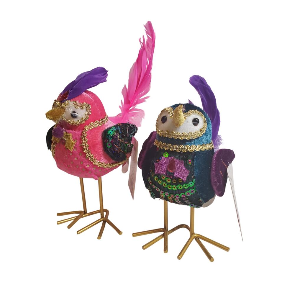 Fabric Male and Female Bird Figurine - 5.5"